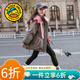 G.DUCKKIDS童裝女童羽絨服冬季白鴨絨兒童外套中大童冬裝加厚印花面包服女孩 灰色 150 建議140-150cm11-12歲cm