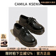 CAMILA KSENIA厚底小皮鞋女2025新款時(shí)尚夏季真皮橡膠底馬丁鞋英倫風(fēng)黑色樂(lè )福鞋 黑色 37