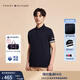 TOMMY HILFIGER【透氣舒適】夏季男珠地網(wǎng)眼撞色袖口休閑翻領(lǐng)短袖T恤POLO30764 藏青色DW5 M （推薦：130-140斤）