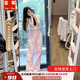 蕓蕁牛仔褲女小個(gè)子美式復古闊腿粉色直筒高腰寬松顯瘦拖地褲子長(cháng)褲 粉色九分褲 XS 【建議70-80斤】