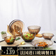 DURALEX餐具碗碟套裝家用2人 法國輕奢高檔玻璃餐具 盤(pán)子碗微波爐餐具 咖啡色7件套【雙耳碗】