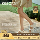 KISSCAT接吻貓【錢(qián)幣】厚底沙灘涼拖25夏新增高魔術(shù)貼運動(dòng)涼鞋女 白色 -羊皮 37