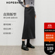 紅袖絕美顯瘦半身裙2025冬季新款女裝開(kāi)叉松緊腰復古輕熟氣質(zhì)直筒長(cháng)裙 黑灰090（預售10.23） M