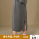 獨束大碼女裝設計感針織連帽套裝2024冬季新品通勤衛衣半裙兩件套 高級灰-半裙 XL (尺碼：3) (尺碼：3)