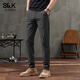 班尼路（Baleno）S&K系列三防直筒休閑褲男士夏季新款夏裝薄款涼感彈力運動(dòng)長(cháng)褲子 深灰 30