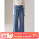 ELLE KIDS周年系列秋季新款女童直筒百搭水洗刺繡直筒牛仔褲子