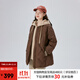 艾萊依（ERAL）冬季新款假兩件羽絨服女連帽寬松時(shí)尚保暖棒球服外套上衣 蜜茶棕 M 160【建議110-130斤】