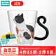 NITORI宜得利家居 玻璃牛奶杯咖啡杯個(gè)性手柄 耐熱玻璃馬克杯 貓咪系列 花貓咪
