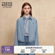 Teenie Weenie小熊女裝外套2025秋季新款刺繡簡(jiǎn)約休閑短款時(shí)尚夾克 中藍色 L