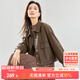 尚都比拉秋季簡(jiǎn)約時(shí)髦設計感經(jīng)典百搭短款外套女皮夾克 咖色 L 