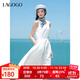 LAGOGO圓領(lǐng)無(wú)袖白色仙女連衣裙女士拉谷谷2025夏季新款甜美連衣裙 本白色 L