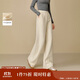 茵曼休閑羊毛針織闊腿褲2025冬女裝新款顯瘦保暖寬松長(cháng)褲 米杏色 M
