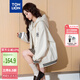 唐獅（TonLion）2025女外套學(xué)院風(fēng)寬松撞色拼接連帽開(kāi)衫外套 L  米白 