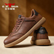 公牛世家男鞋2025秋冬新款復古休閑皮鞋男士百搭輕便大頭板鞋上班通勤子男