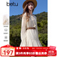 百圖betu女裝2025春季新款連衣裙圓領刺繡時尚娃娃版型裙子女2501T67 淺杏色 S