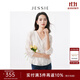 JESSIE氣質(zhì)V領(lǐng)顯瘦荷葉邊下擺繡花小上衣春新款 白色 L