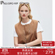 帕羅（PALUOPO）2025春夏新款純色圓領西裝馬甲無袖職場OL簡約休閑上衣外套 駝咖 L (165/88A)