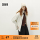 森馬（Semir）森柔牛仔|牛仔外套女中長款燈芯絨翻領秋季落肩寬松上衣時尚 奶白10501 M