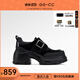 GG-CC【英倫畫(huà)刊】春季新款時(shí)尚英倫厚底樂(lè )福鞋真皮粗跟皮鞋女G25U1051 黑色 36