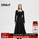 ONLY秋季通勤方領(lǐng)長(cháng)袖針織拼接長(cháng)裙連衣裙女|124307071 H1Z 黑色 L (170) 88A