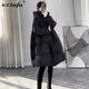 她芙（tafu）品牌女裝連帽羽絨服女冬季2025新款韓版洋氣寬松顯瘦中長(cháng)款外套 黑色 M 116-130斤