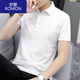羅蒙夏季Polo短袖t恤男青年翻領(lǐng)潮流純色帶領(lǐng)半袖有領(lǐng)純棉打底衫修身 9958【純白】 3XL 140-155