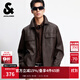 杰克·瓊斯（JACK&JONES）25年男裝秋季外套男款商務(wù)休閑夾克純色PU皮衣通勤多口袋外套上衣 E09巧克力棕色 M （175）