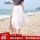 百圖betu女裝夏季新款半身裙幾何美學(xué)氣質(zhì)款國潮半身裙女2405T80 白色 M
