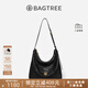 BAGTREE包包樹(shù)圖南植鞣牛皮腋下hobo女包2025年新款單肩斜挎包通勤餃子包 檀黑色-中號 高級小眾