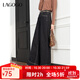 LAGOGO復古風(fēng)牛仔褲女拉谷谷2024年冬季新款舒適百搭寬松闊腿褲子 深牛仔藍 S