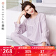 美標（MEIBIAO）商場(chǎng)同款春秋新款長(cháng)袖純棉睡衣套裝女蕾絲甜美公主全棉質(zhì)家居服夏 淺紫 L (165)