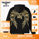 BOY LONDON【燦若繁星】秋情侶外套重工連帽開(kāi)衫衛(wèi)衣N06904 黑色金色翅膀 XL