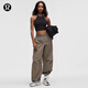 lululemon丨Crinkle Nylon 女士褶皺尼龍寬松款工裝褲 LW5HJKS 深卡其 S