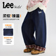 Lee童裝兒童時(shí)尚水洗牛仔褲子女童2025年冬季加絨直筒長(cháng)褲中大童 深藍 150