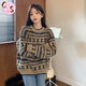 CS.LION2025年秋冬季新款寬松上衣女士慵懶風(fēng)套頭長(cháng)袖復古日系毛衣針織衫 卡其色 L (100-115斤)