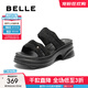 百麗（Belle）時(shí)尚水鉆面休閑拖鞋女厚底可外穿拖鞋D7Z1DBT5 黑色 37 (235mm)