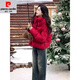 皮爾卡丹（pierre cardin）白鴨絨羽絨服女短款冬季2025新款韓版紅色加厚小個(gè)子面包服外套潮 安可拉紅服 XL