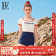 范德安（BALNEAIRE）【于文文同款】小紅心系列泳衣女士防曬海邊 61242 紅白藍拼接 L