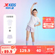特步童裝女童短袖套裝夏季新款兒童運動(dòng)服速干衣兩件套夏裝 珍珠白 140 cm