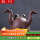祥業(yè) 紫砂茶寵茶筆托哥窯開(kāi)片可養茶寵青蛙擺件石頭粗陶雕塑工藝品茶道茶具配件 頂天立地(茶托+筆架)