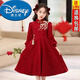 迪士尼（Disney）秋冬紅色女童公主風(fēng)連衣裙中大童小女孩裙子新款兒童洋氣拜年禮服 紅色 130