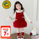 G.duck小黃鴨公主裙女童連衣裙春秋兒童小香風(fēng)裙子秋冬女寶寶毛衣針織裙 草莓蝴蝶結秋冬款 100 建議2~3歲【 90-100cm】cm
