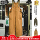 馬登工裝美式復(fù)古BF背帶褲男寬松直筒高腰男士休閑褲秋冬連體長褲子 卡其黃 L