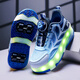 暴走鞋男童2025新款秋季兒童運動(dòng)溜冰鞋爆走男孩發(fā)光帶輪子滑輪鞋 藍色 34