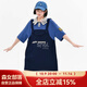 森女部落朱迪尼克小個(gè)子假兩件連衣裙短袖裙子寬松學(xué)生夏款潮原創(chuàng  ) 藍色T恤裙（單件） S