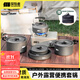 探險者（TAN XIAN ZHE）戶(hù)外爐具野炊鍋具全套露營(yíng)爐具戶(hù)外燒水壺卡式爐鍋具三件套 4-7人套鍋組合【全套折疊收納】