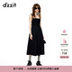 DZZIT地素連衣裙夏季手工釘珠設計吊帶小黑裙女 黑色 M