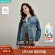 茵曼2025秋冬女裝新款復古純棉水洗牛仔外套顯瘦長(cháng)袖外套 淺牛仔藍 M