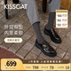 KISSCAT接吻貓25年新董璇/毛曉彤同款小D扣厚底樂(lè )福鞋百搭小皮鞋單鞋女 黑色 （瘦腳卡碼拍小一碼） 37