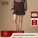 Teenie Weenie小熊女裝半身裙2025秋新款氣質(zhì)學(xué)院風(fēng)簡約刺繡百褶裙 棕色 M